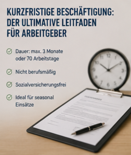 Kurzfristige Beschäftigung: Der ultimative Leitfaden für Arbeitgeber – Zeitgrenzen, Steuern und teure SV-Fallen