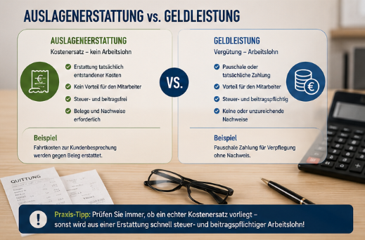 Auslagenerstattung vs. Geldleistung